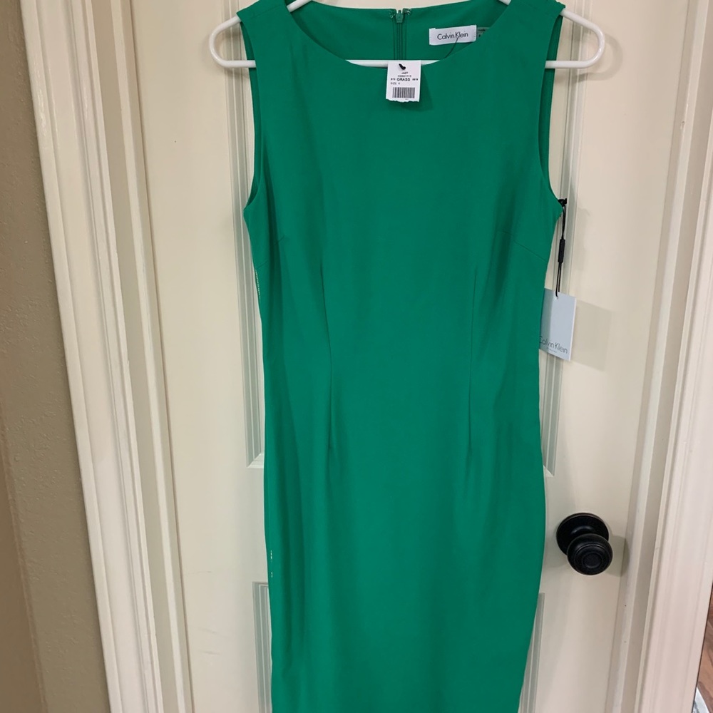 Calvin Klein Green Dress With Gold Detail